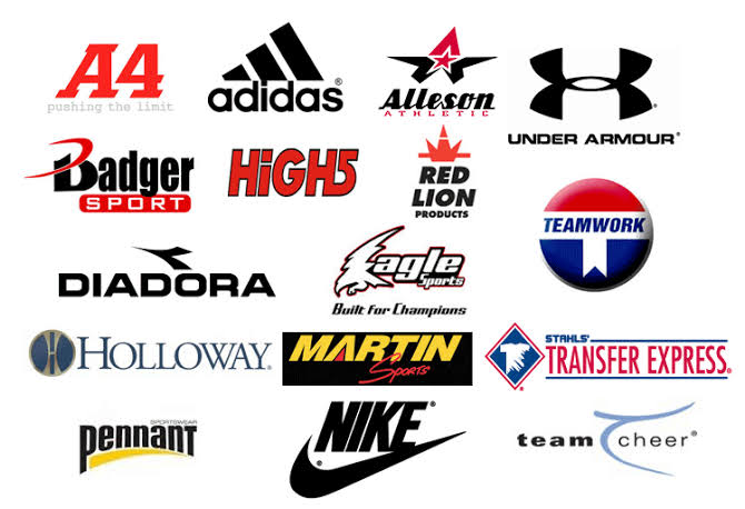 Brand logos including Nike, adidas, Under Armour, A4, Badger, and Holloway